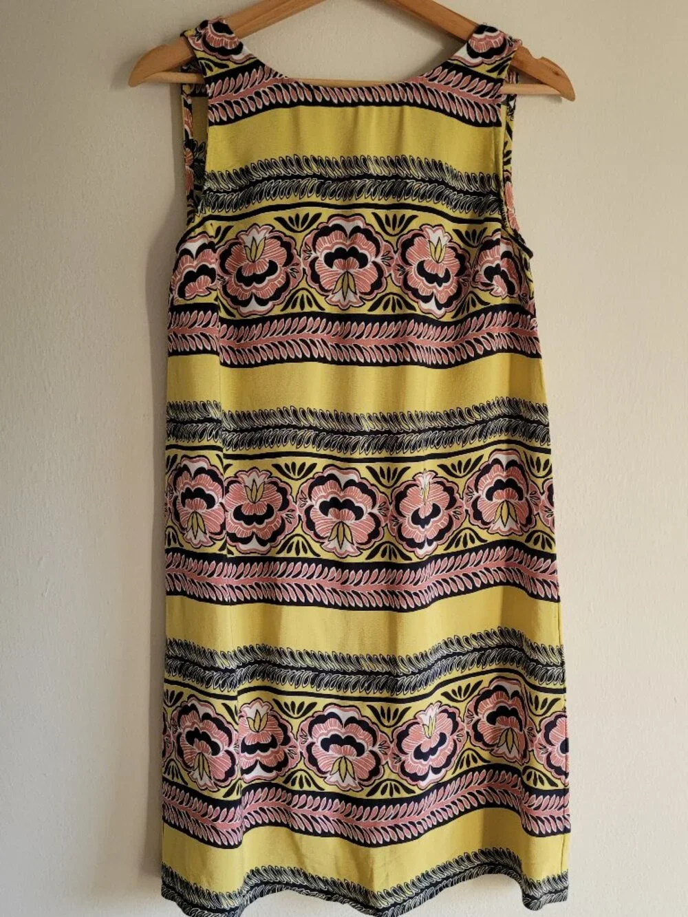 Ann Taylor Loft Yellow Striped Pink Floral Mini Shift Dress Small - Picture 2 of 6